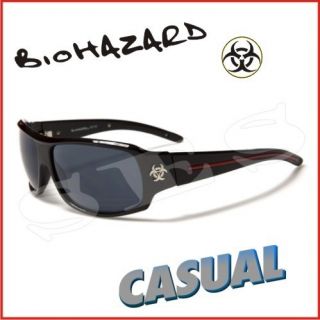 Biohazard Sunglasses Shades Mens Casual Black Red
