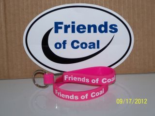 Friends of Coal Rubber Bracelet Key Chain Pink w FREE Friends of Coal 