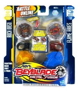 NEW Beyblade METAL Fusion Battle GAME tops 2 PACK Flame Aries / Rock 