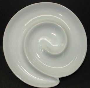 BIA Cordon Bleu White Swirl Porcelain Olive Serving Appetizer Plate 