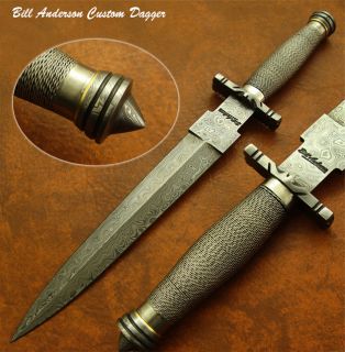 Bill Andersons 1 of A Kind RARE Custom Damascus Art Dagger Knife Wire 