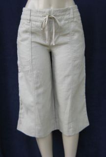 New Ann Taylor Linen Oatmeal Cropped Capri Pants Sz 0 P