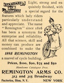 1895 Ad Bicycles Remington Arms Pricing Lady Rider NY Original 