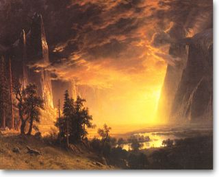 Bierstadt Sunset in The Yosemite Valley Large Framed Canvas Giclee 