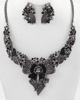   gray black RHINESTONE runway jewelry hematite metal black prom jewelry