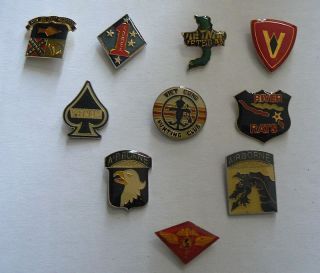Vietnam Biker Hat Pin Set of 10 Military Militaria USA