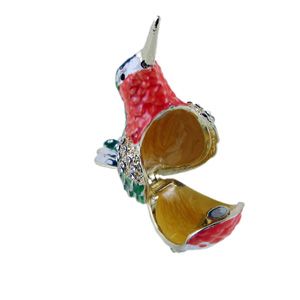 Bird Trinket Jewelry Box Bejeweled Collectible Figurine Keepsake Red 