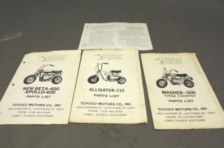 Toyoco Vintage Mini Bike Parts List for New Beta Apollo Alligator 