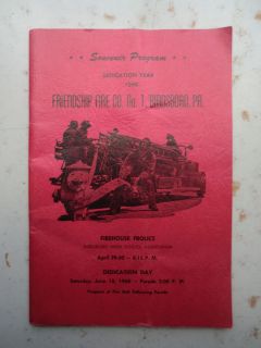 Birdsboro PA Friendship Fire Company No 1 1960 Dedication Program 