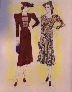 1937 Fashion Dresses Hats Print Ad Blanche Rothschild