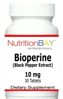 Bottles Bioperine Black Pepper Extract Nutrient Absorption 10mg 30 