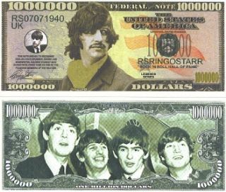   Dollar Beatles Bills Ringo McCartney Lennon Novelty Bill Rock
