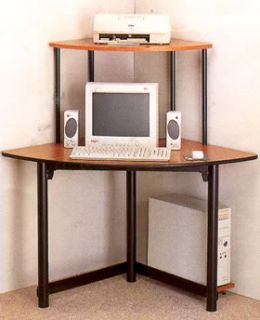 Metal and Oak Wood Corner Computer Desk by Coaster 7367