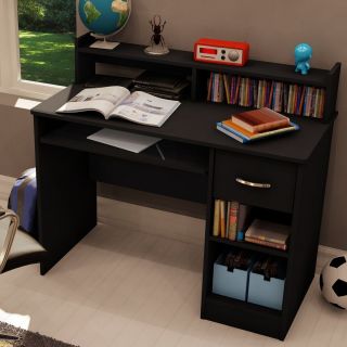Black Home Office Computer Desk with Sliding Keyboard Tray
