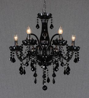 Black Murano Glass Style Handmade 6LTS Chandelier 70cm