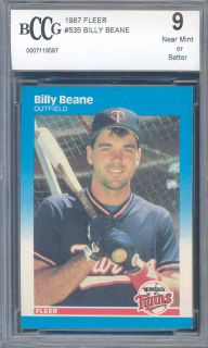 1987 Fleer 535 Billy Beane Twins Rookie BGS BCCG 9