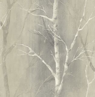 White Birch Trees on Greyish Beige Background on Nextwall Wallpaper 