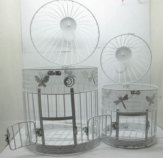 1set White Round Flying Butterfly Luxury Hanging Bird Cage