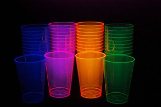 Assorted Neon Blacklight Reactive 12oz Party Cups 40ct