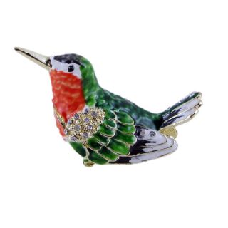 Bird Trinket Jewelry Box Bejeweled Collectible Figurine Keepsake Red 