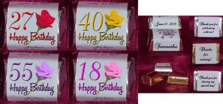 Birthday Rose Any Age Candy Wrappers Personalized Party Favors