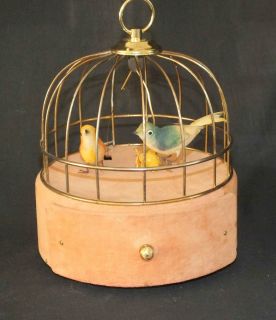 Adorable Vintage Automaton Bird Cage Music Box Works 925