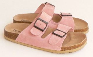 Bjorndal Womens Princeton Born Pink Suede Leather Double Strap Sandals 