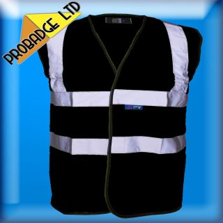 Black Hi Vis Hi Viz High Visibility Safety Vest Waistcoat Black M 3XL 