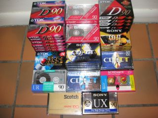 Blank NOS Cassette Tapes lot of 55 TDK BASF Sony Scotch Maxell