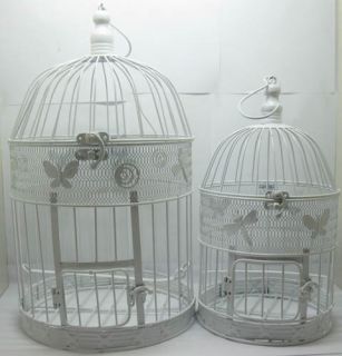 1set White Round Flying Butterfly Luxury Hanging Bird Cage