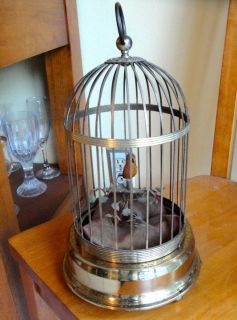   German wind up Mechanical Singing Bird in a cage   for parts or repair