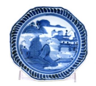 Old Japanese Blue & White Imari Porcelain Plate Marked