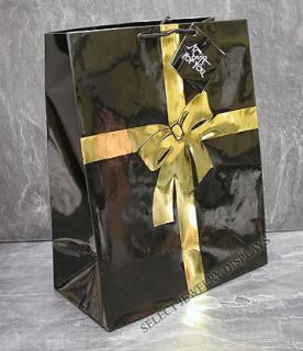 100pc Black Gold Bow Jewelry Shopping Bag Tote 9 3 4 H