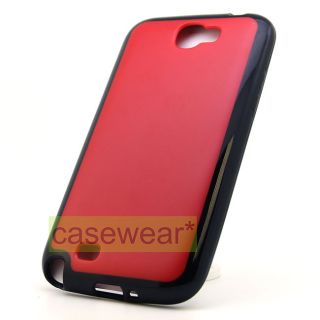 Red Black Softgrip Hard Case TPU Gel Cover for Samsung Galaxy Note 2 