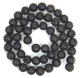 natural 10mm black rock lava round beads 15