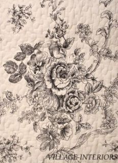 Ballard French Country Black Toile Ticking Oversize Queen 100 Cotton 