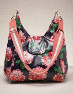 Boden Womens Brand New Oil Cloth Slouchy Bag Navy Bloom