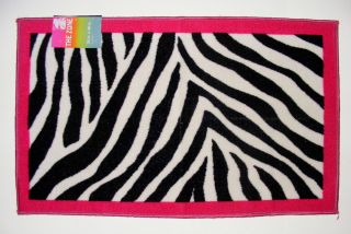 Black White Hot Pink Zebra Area Accent Bath Rug 24x39 or 30x47 Non 