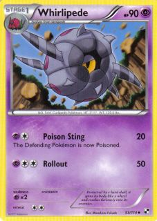 Pokemon Card Black White Stage 1 Whirlipede 53 114 HP 90 Psychic Type 