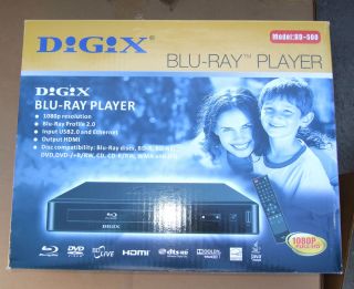 Digix Blu Ray DVD Disc Player Model BD 500 1080p HDMI   USB2.0 CD 7.1 