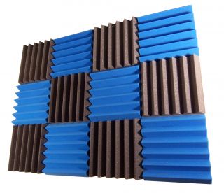 12 x 12 Blue Charcoal Acoustic Wedge Studio Foam 12 Pack