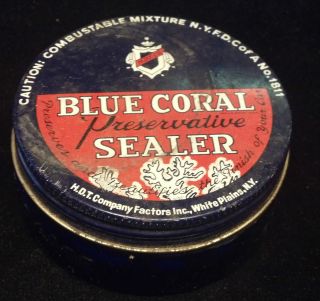 Vintage Blue Coral Sealer Cobalt Glass Jar with Tin Lid
