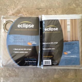 BRAND NEW!! Eclipse Energy Saver Blackout Twine Curtain Set Of 2 Tan 