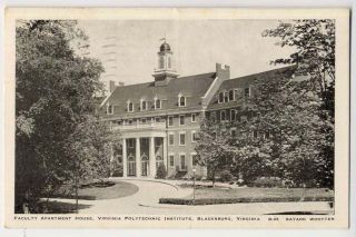 1930 Blacksburg VA Tech VPI Faculty Apartment House Wootten Postcard 