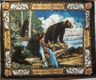 Black Bear Mountain Lap Quilt Wallhanging Fabric Panel