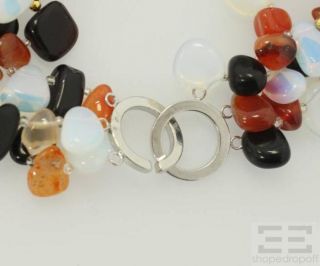 Designer Triple Strand 19 Black & Red Agate Opal Necklace NEW