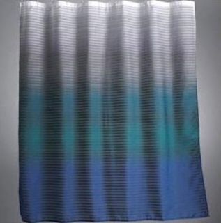 Vera Wang Runway Stripe Blue Green Fabric Shower Curtain New