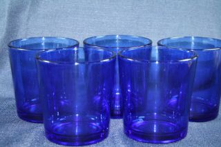 Vintage Libbey Cobalt Blue Juice Rocks Old Fashion Glasses 3 3 4 
