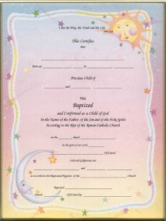 Catholic Child Baptism Certificate Heaven sent Blank