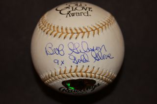 Bob Gibson Autographed Rawlings Gold Glove Baseball St Louis Cardinals 